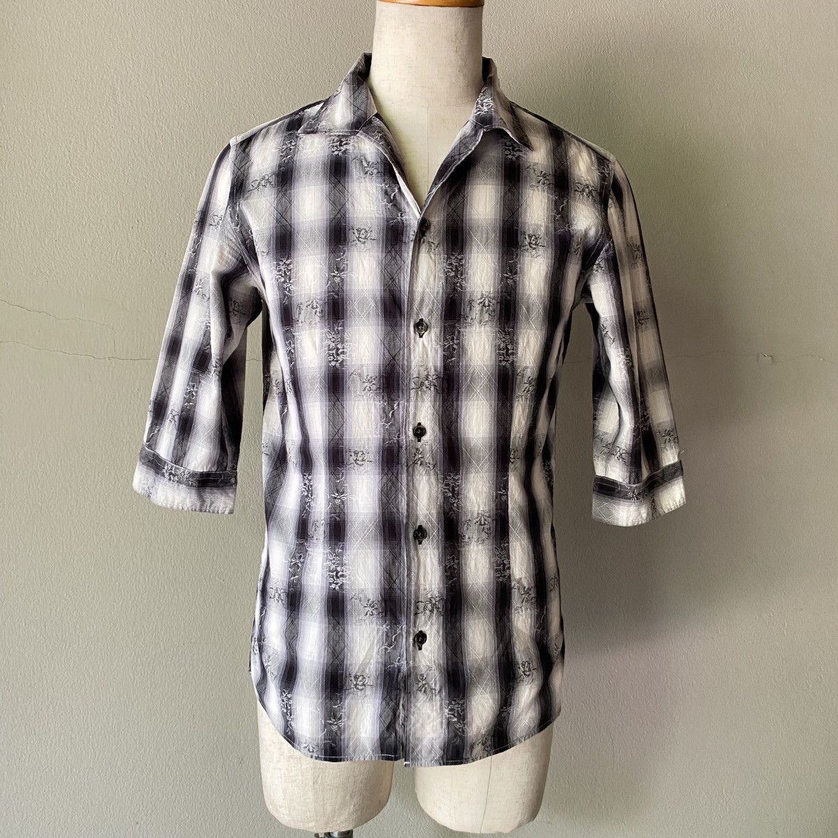 Tornado Mart TORNADO MART Black & White Ombre Plaid Shirt Size US L / EU 52-54 / 3 - 1 Thumbnail