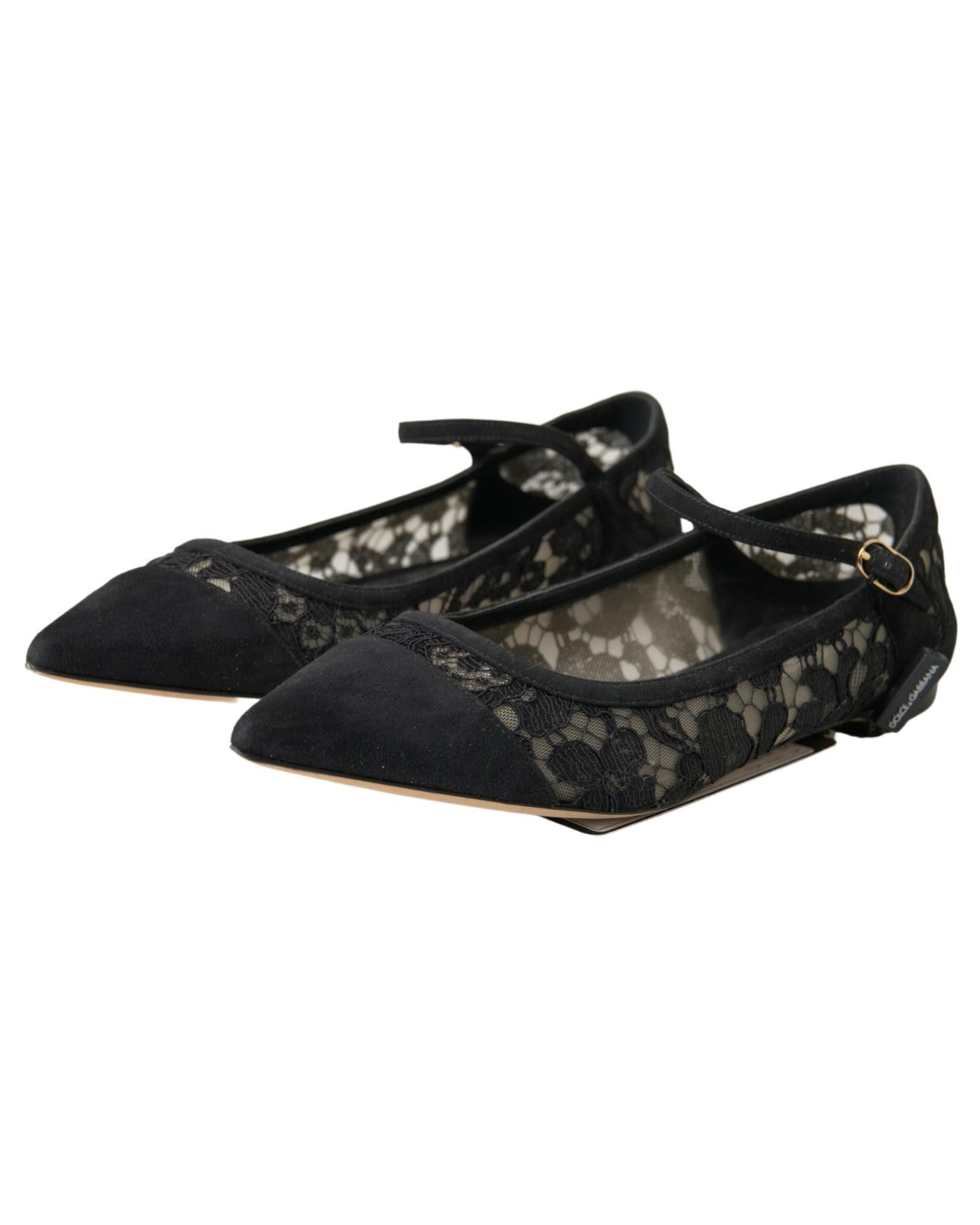 Dolce Gabbana Lace Flat Shoes in Black, Women's (Size 7) Product Image