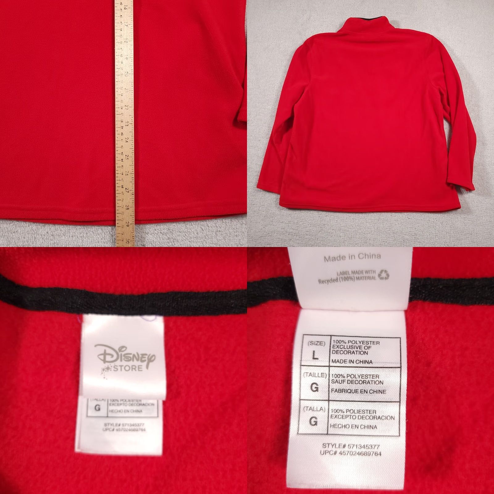 Disney VINTAGE Disney Disney Store Fleece 1/4 Zip Sweatshirt Red Grumpy Dwarf Embroidered Mens Large Sweatshirt Size US L / EU 52-54 / 3 - 8 Thumbnail