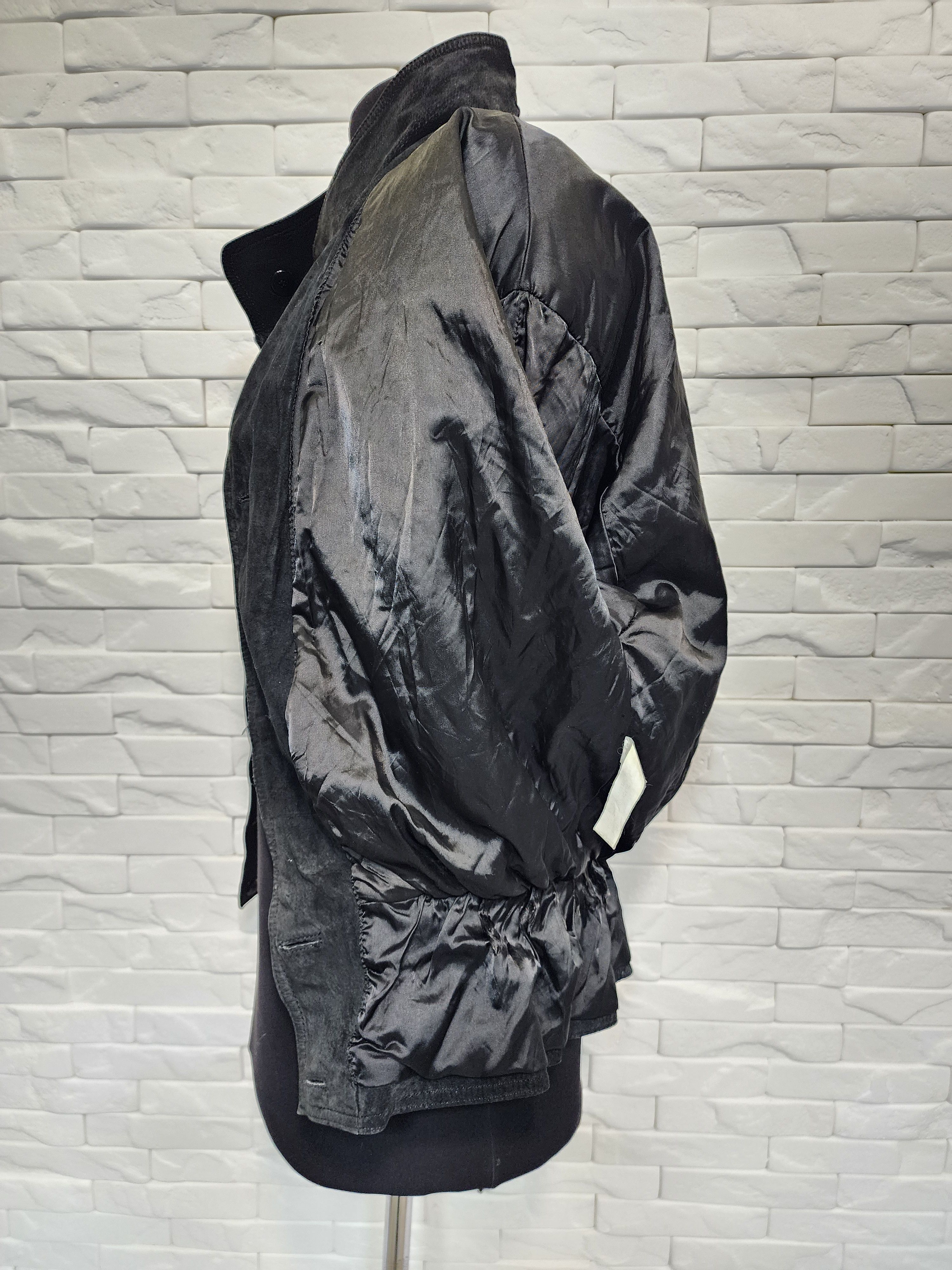 Genuine Leather Women's Leather Jacket: Black Painted Suede, Stand-Up Collar Size L / US 10 / IT 46 - 9 Thumbnail