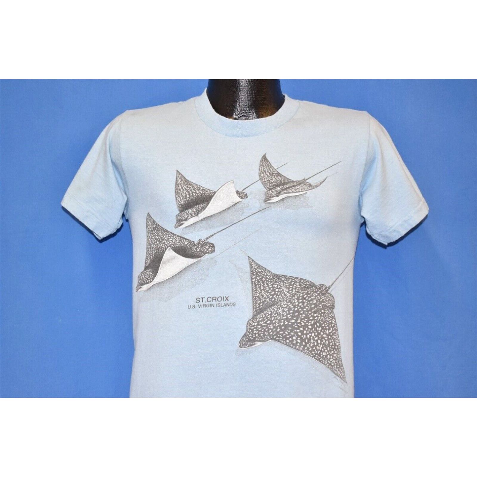 image of Vintage 90's Spotted Eagle Manta Ray St Croix Us Virgin Islands T-Shirt Small S in White, Men's