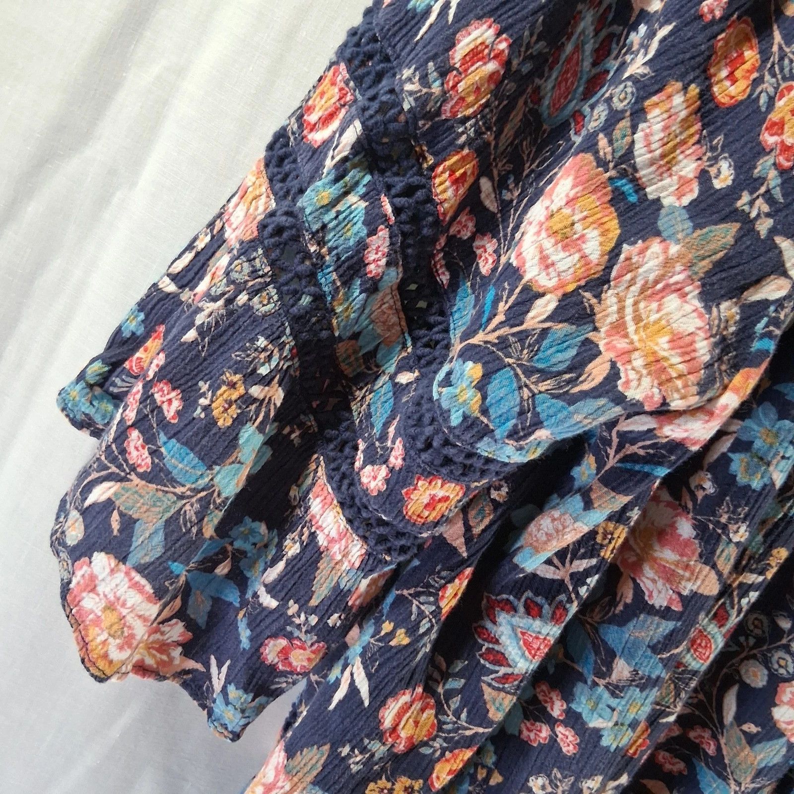 Other John Paul Richard 3X Boho Floral Rayon Blue Crochet Lace Size 3XL / US 20-22 - 6 Thumbnail