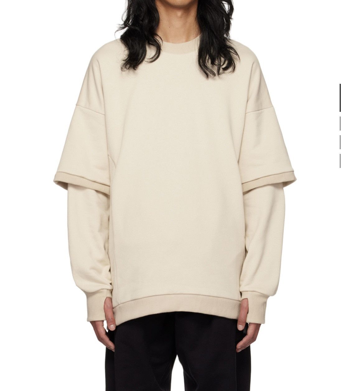 Templa Templa Beige Layered Sweatshirt Size US L / EU 52-54 / 3 - 1 Thumbnail