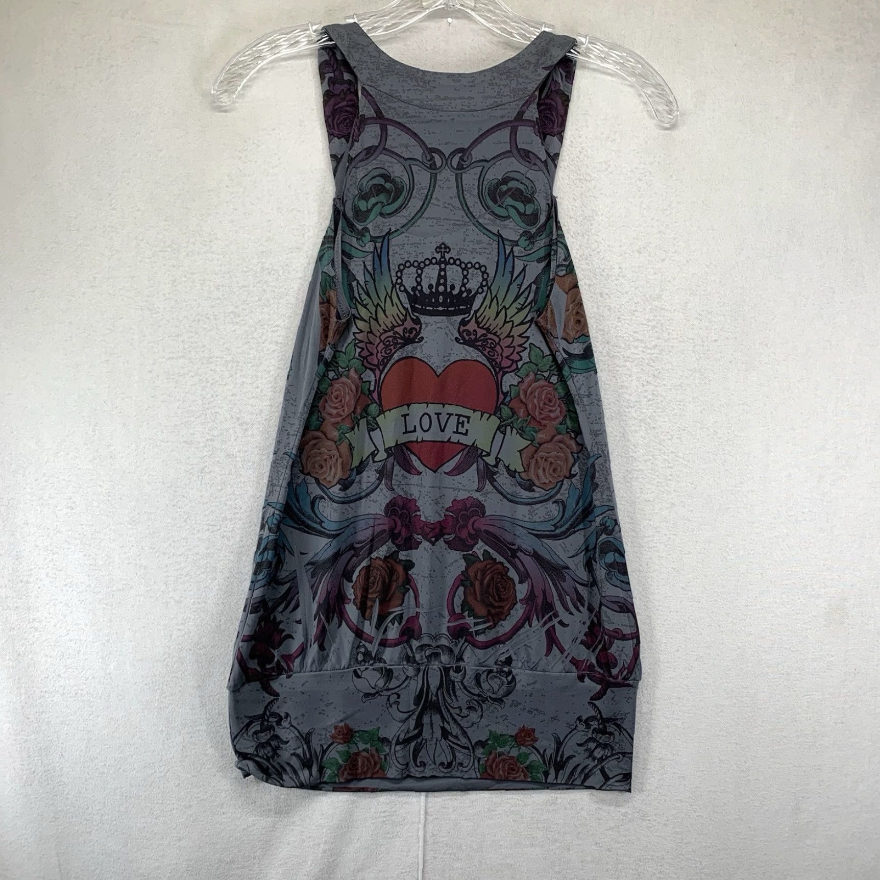 Vintage Vintage 90s y2k Tank Top Small Bling Red Heart Love Queen Grown Roses Soft Size S / US 4 / IT 40 - 3 Thumbnail