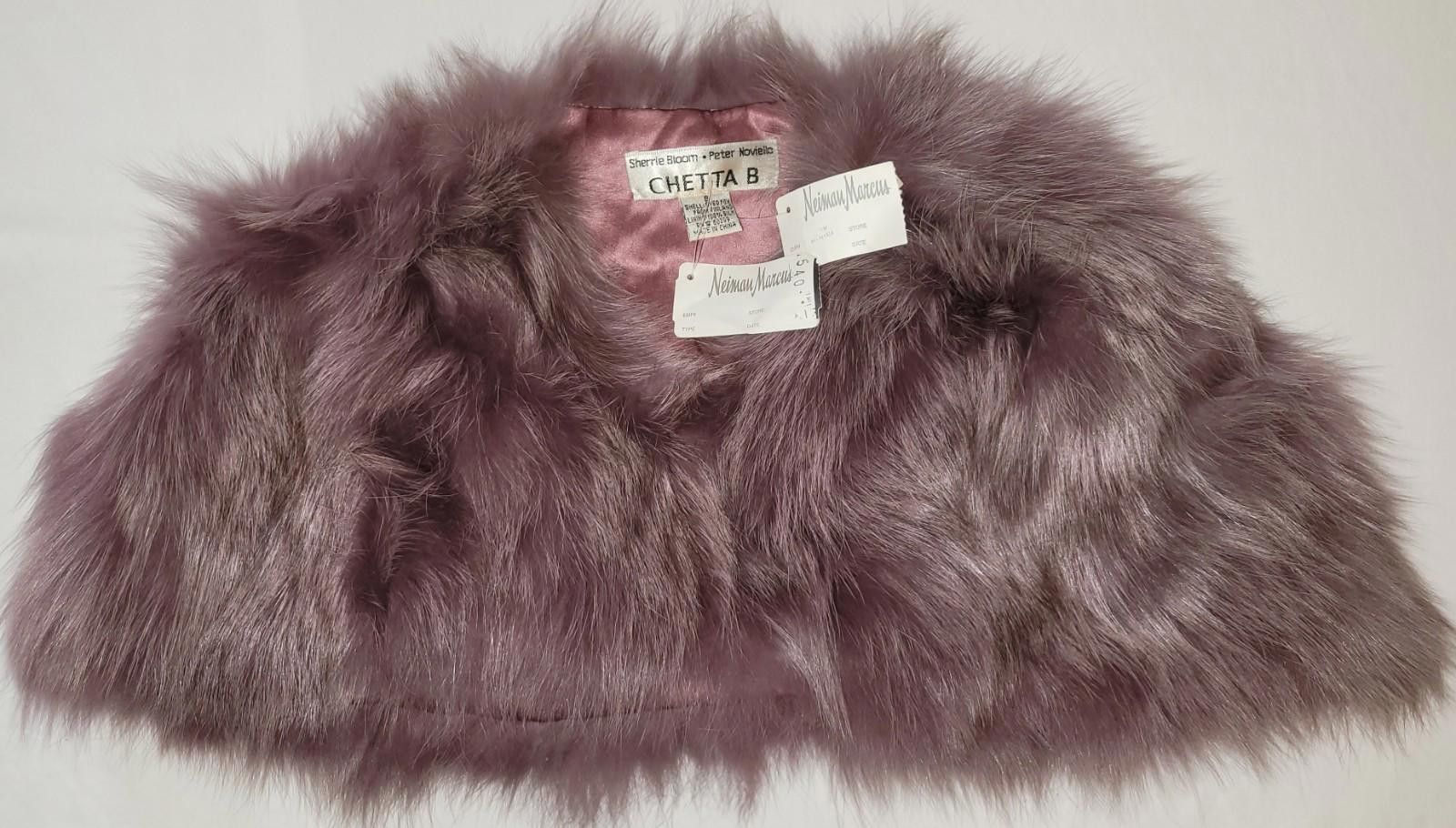 Designer CHETTA B silk lined fox fur pink shawl Size ONE SIZE - 1 Thumbnail