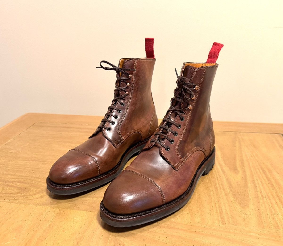 Carmina Carmina Custom Cordovan Frankenstitch Work Boots - Burgundy Size US 8.5 / EU 41-42 - 1 Thumbnail