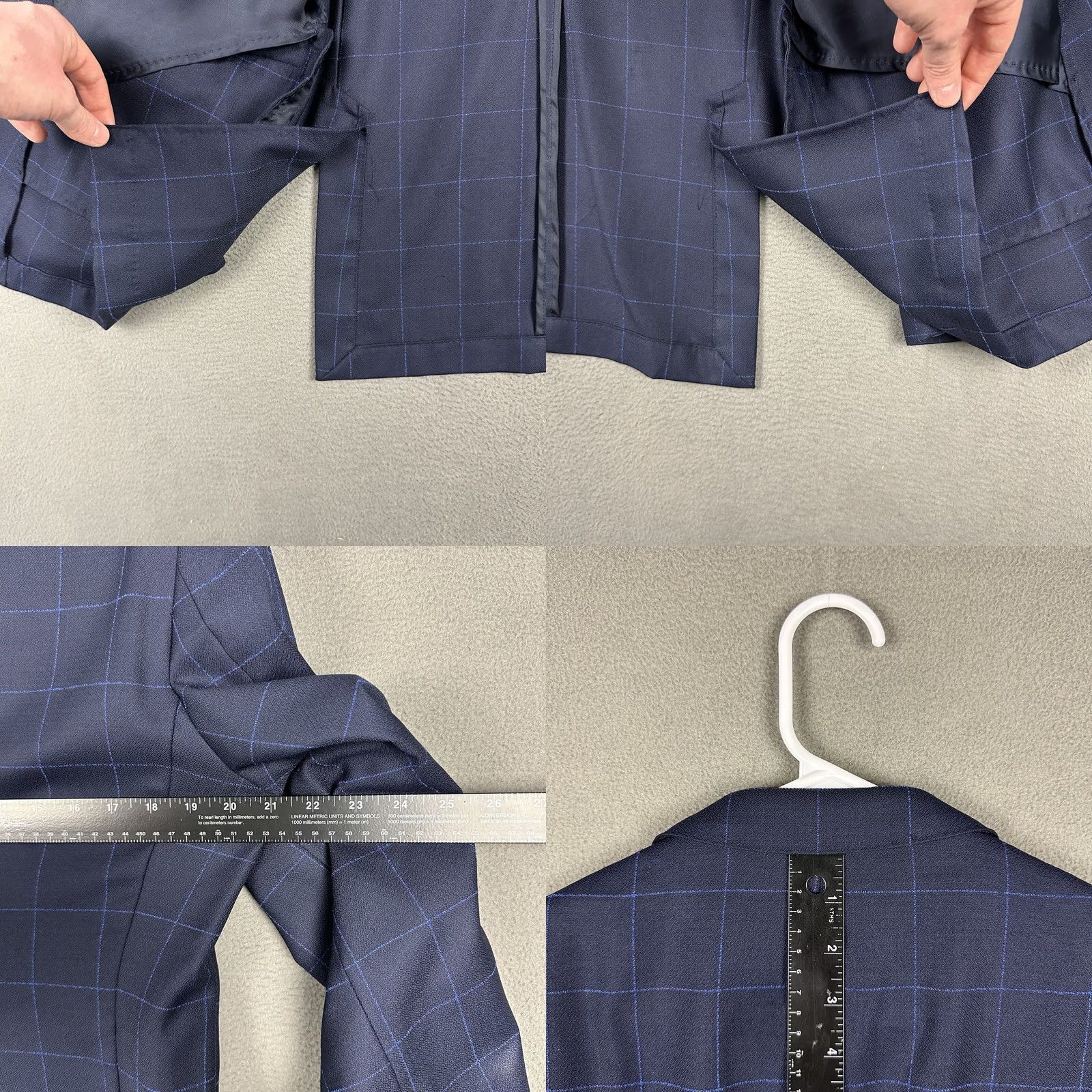 Hugo Boss HUGO BOSS Suit Jacket Blue Windowpane Wool Slim 42L Regular Boy Mens/Adults Size 42R - 10 Thumbnail