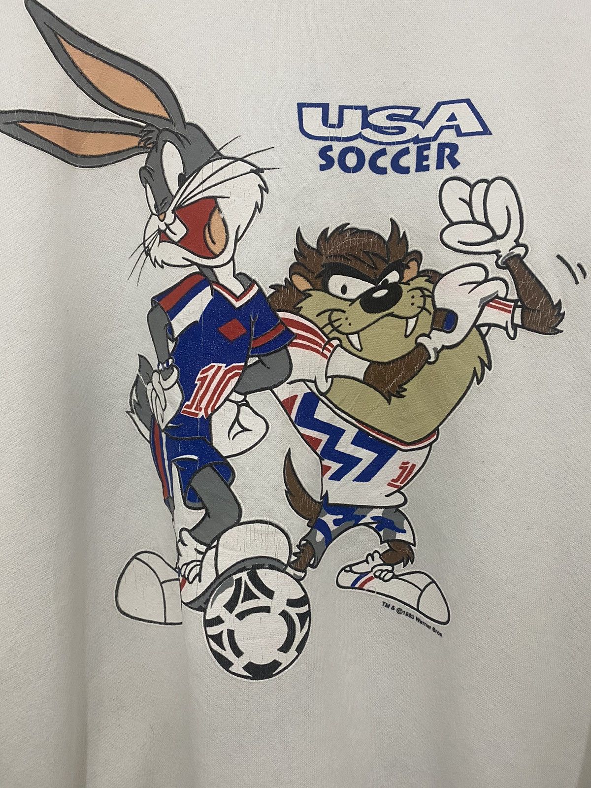 Vintage × Warner Bros Vtg 90s Warner Bros Tasmania Usa Soccer Mirror Sweatshirt Size US XL / EU 56 / 4 - 5 Thumbnail
