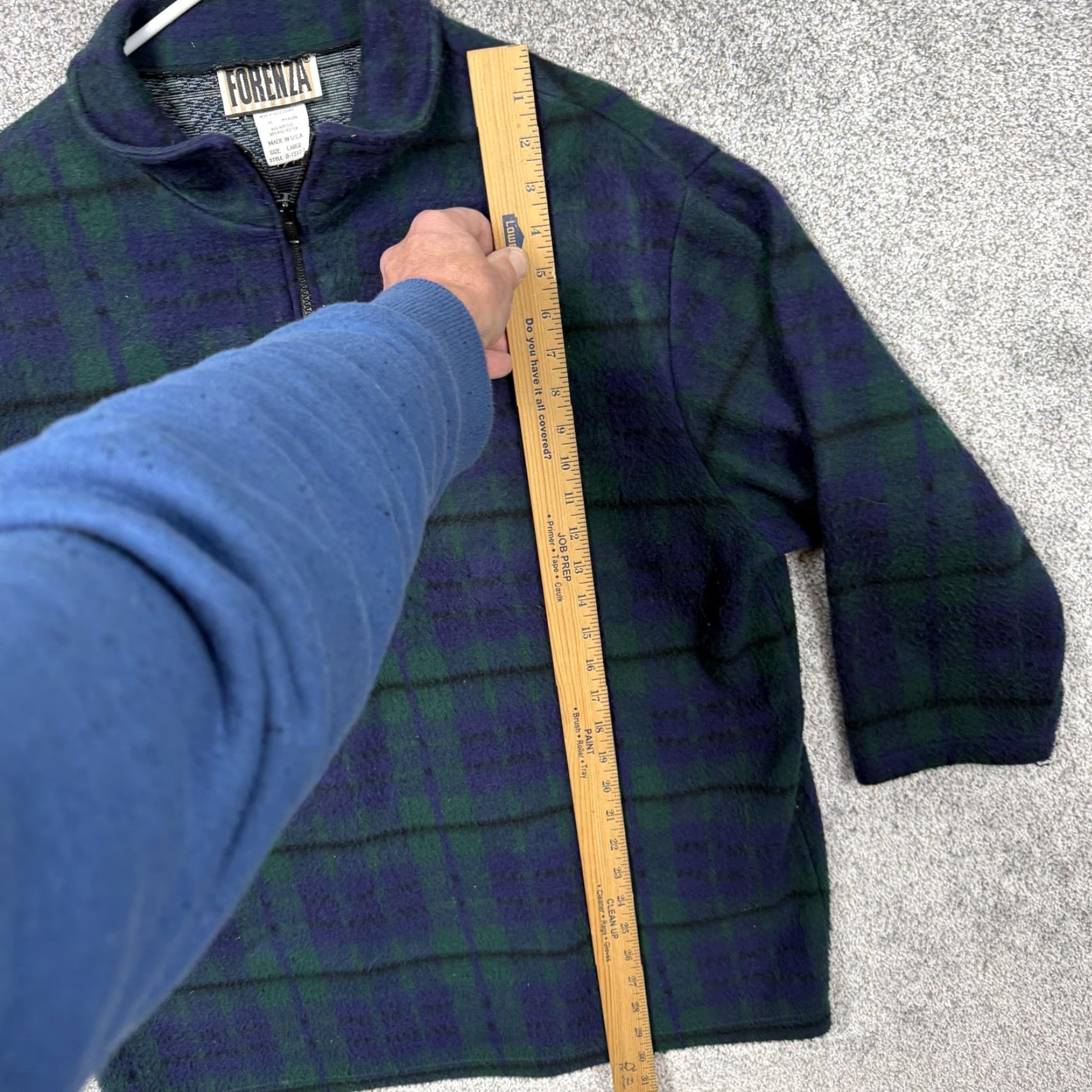 Vintage Vintage Forenza Fleece Sweater Plaid Green Blue 1/4 Zip Ladies Large 3/4 Sleeve Mock Neck Knit Casual Cabincore Size L / US 10 / IT 46 - 2 Thumbnail