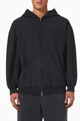 Balenciaga Worn Out Vintage Effect Paris Zip Up Hoodie in Black Size US XL / EU 56 / 4 - 1 Thumbnail