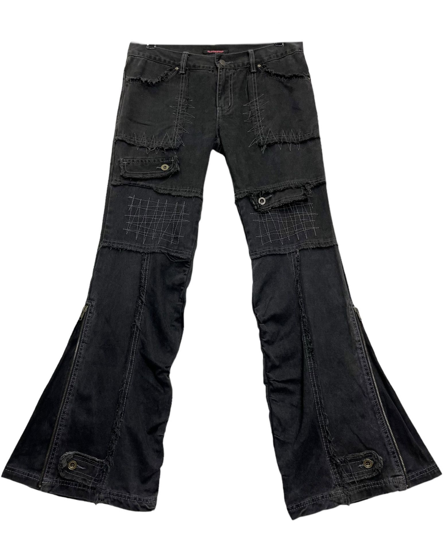 Seditionaries 💀PUNK SKULL🔥90’s ALGONQUINS Frayed Denim Flared Zipper Leg Size US 30 / EU 46 - 5 Thumbnail