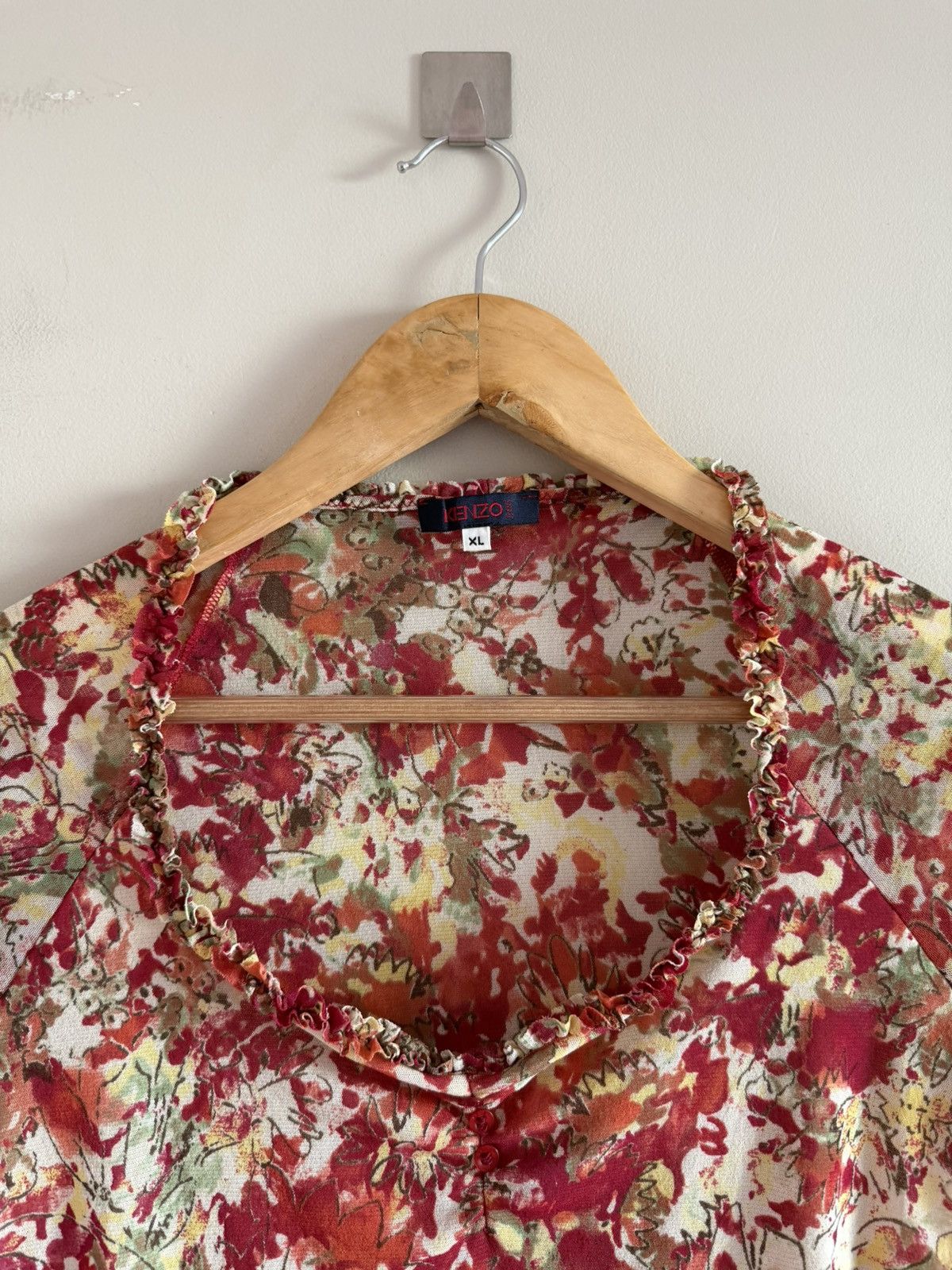 Kenzo Kenzo Floral Sheer Ruffle Top Size XL / US 12-14 / IT 48-50 - 2 Thumbnail