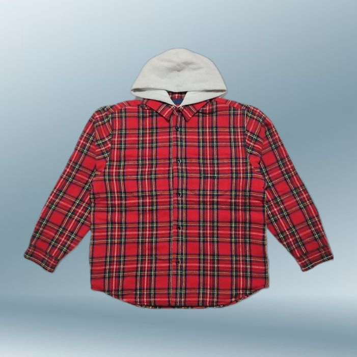 純正直営 supreme Tartan Flannel Hooded Shirt - トップス