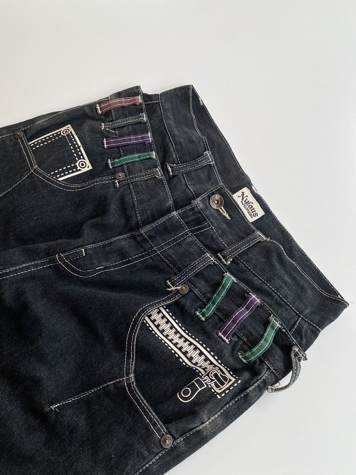 Japanese Brand Vintage Nylaus Denim Double Waist Black Size US 31 - 6 Thumbnail