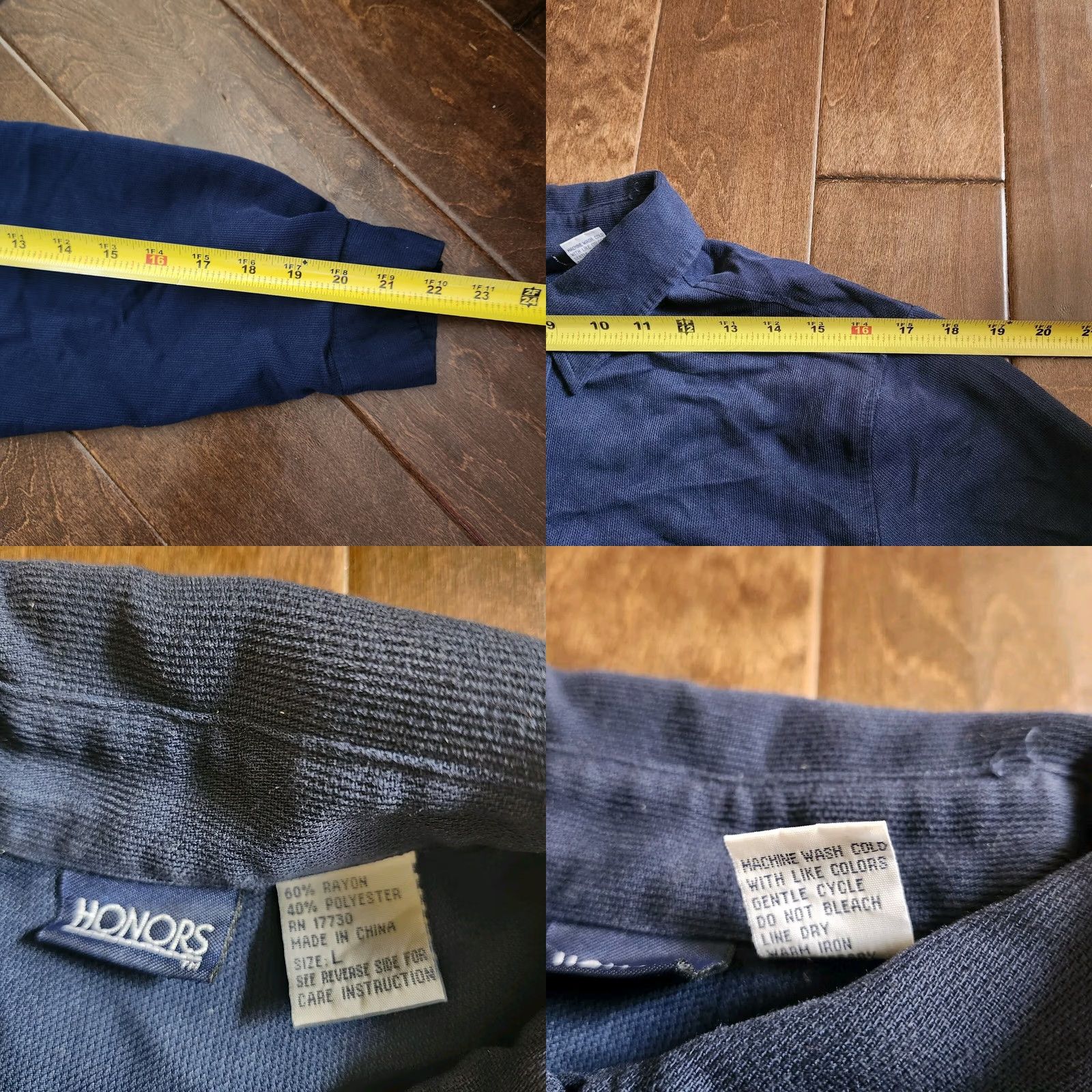 Vintage Honors Men’s Navy Blue Long Sleeve Button-Up Shirt L Pocket Collared - Regular Size Size US L / EU 52-54 / 3 - 9 Thumbnail