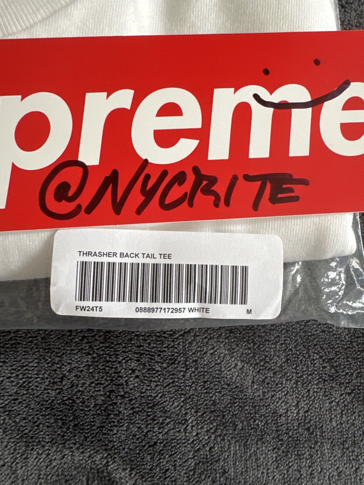 Supreme × Thrasher Thrasher Back Tail Tee (FW24) Size US M / EU 48-50 / 2 - 4 Thumbnail