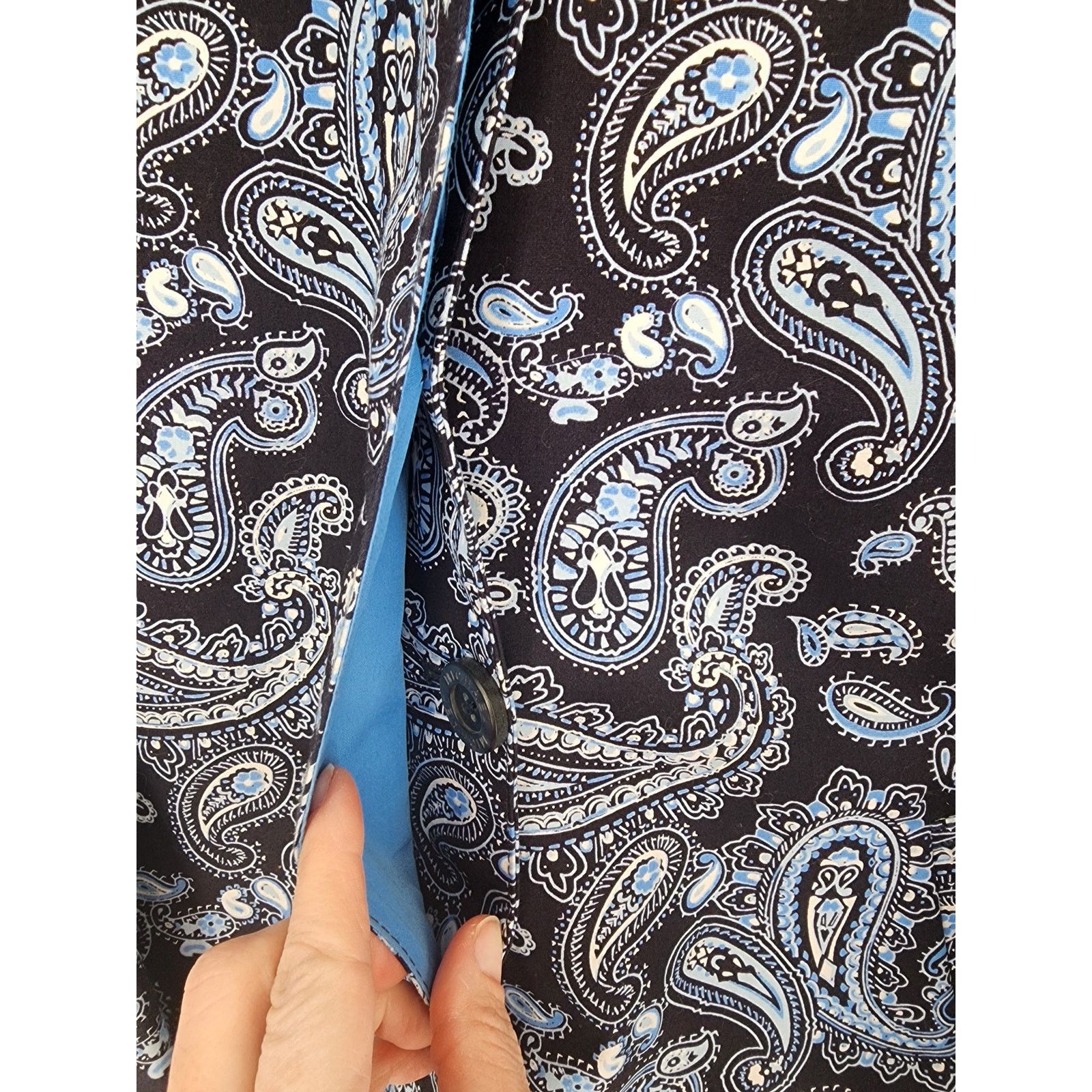 Michael Kors Michael Kors Navy Blue Paisley Dress Trench Coat Size Small Size S / US 4 / IT 40 - 4 Thumbnail