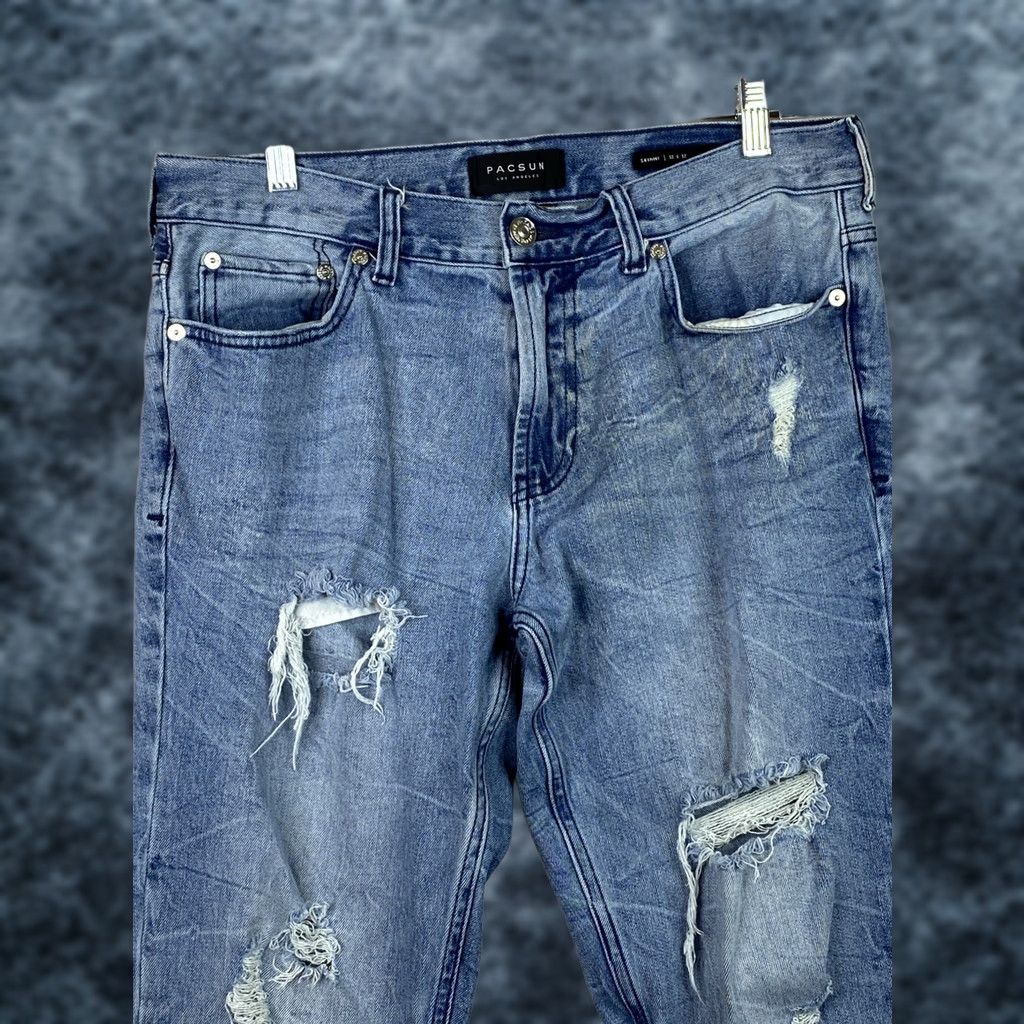 Pacsun Pacsun Jeans Mens 32x32 Medium Wash Comfort Stretch Denim Distressed Ripped Jeans Size US 32 / EU 48 - 1 Thumbnail