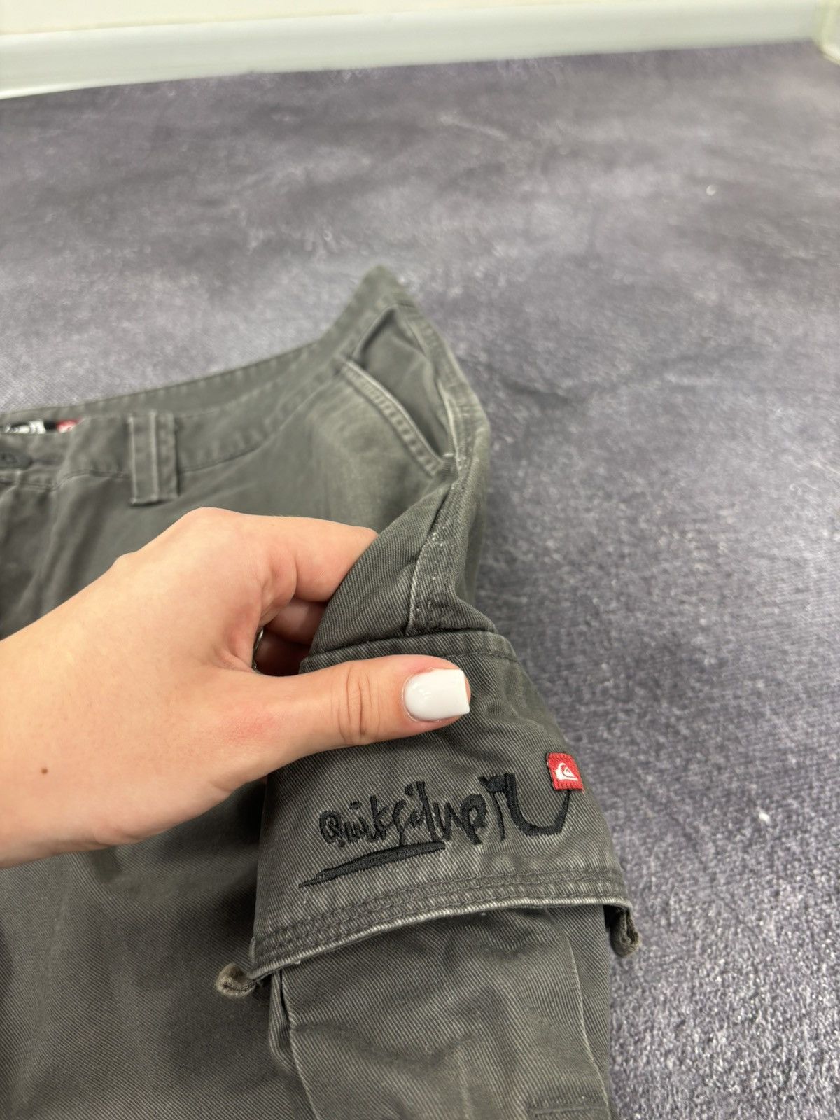 Quiksilver Vintage Quiksilver 2000s Y2K Gray Utility Baggy Cargo Shorts Size US 34 / EU 50 - 6 Thumbnail