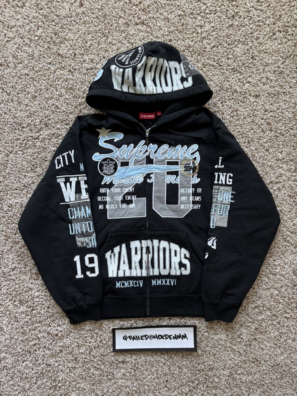 Supreme Warriors Appliqué Zip Up Hooded Sweatshirt Black Size US L / EU 52-54 / 3 - 1 Thumbnail