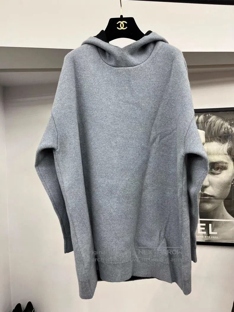 Dior Light Blue Hooded Cashmere Sweater.