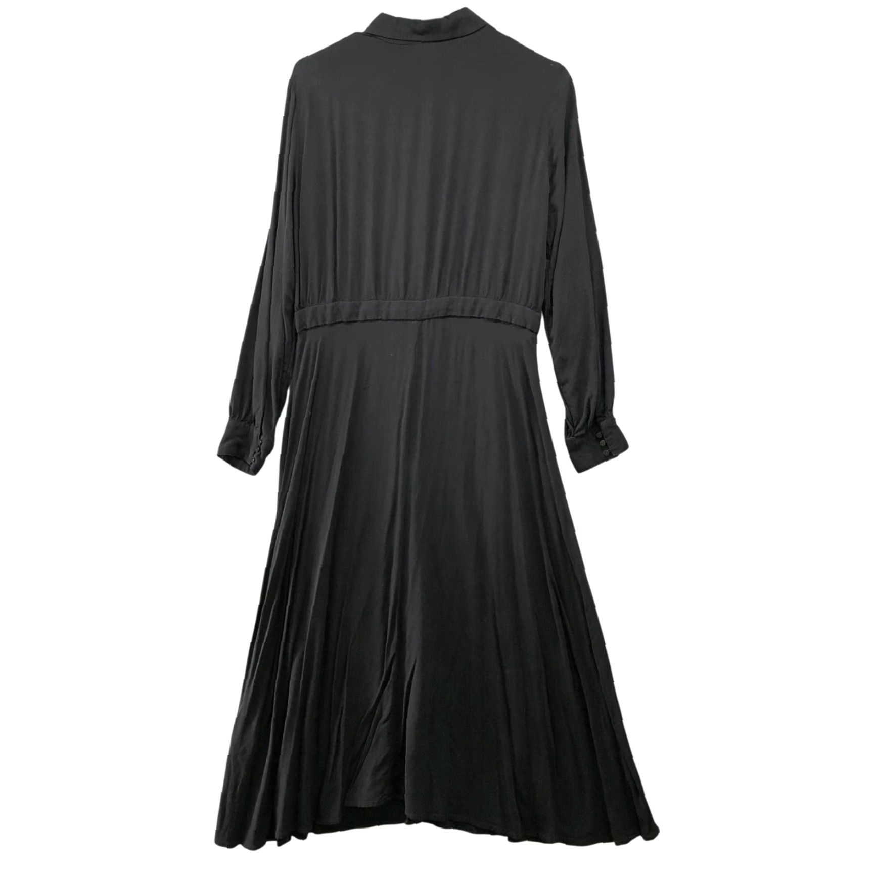 H&M H&M A-Line Midi Shirt Dress Womens Size 8 Black Long Sleeve Rayon Casual Workwear Size M / US 6-8 / IT 42-44 - 2 Thumbnail