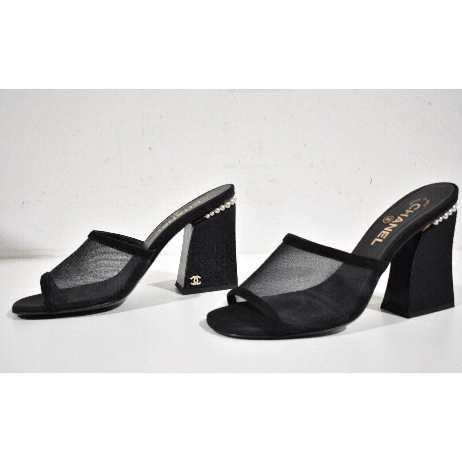 Chanel 22A Pearl CC Logo Block Heel Backless Mule Sandal Pump 41 Size US 11 / IT 41 - 8 Thumbnail