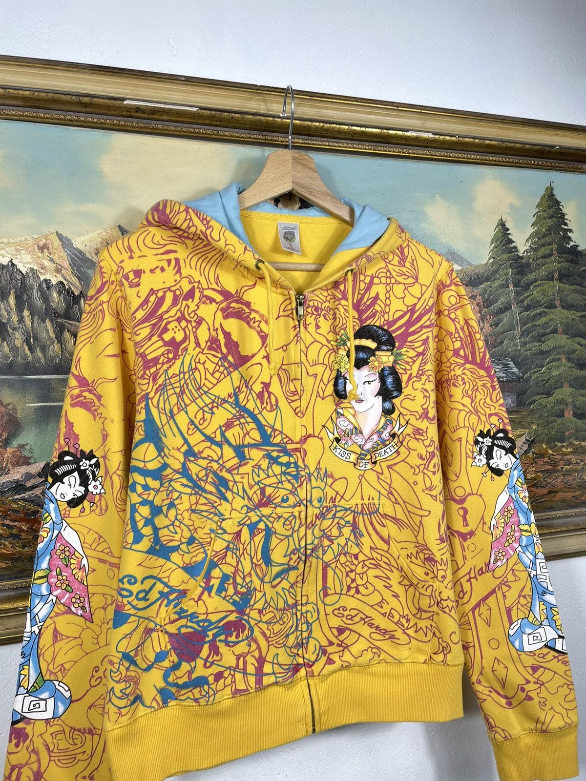 Christian Audigier Ed Hardy Retro 00s Hoodie With Crystals Affliction Grunge Size M / US 6-8 / IT 42-44 - 6 Thumbnail