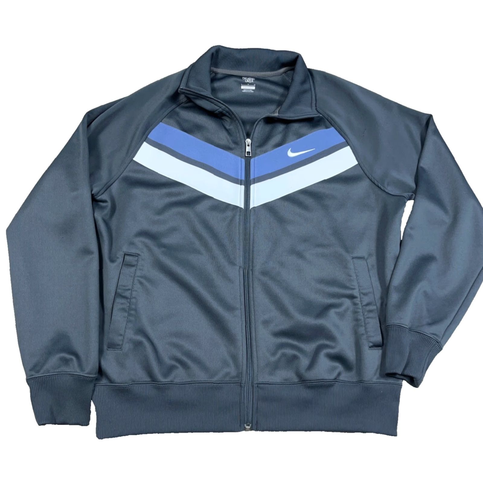 Nike VINTAGE Nike Track Jacket Men Large Gray Full Zip Performance Warm Up VTG Y2K Adult Size US L / EU 52-54 / 3 - 2 Thumbnail