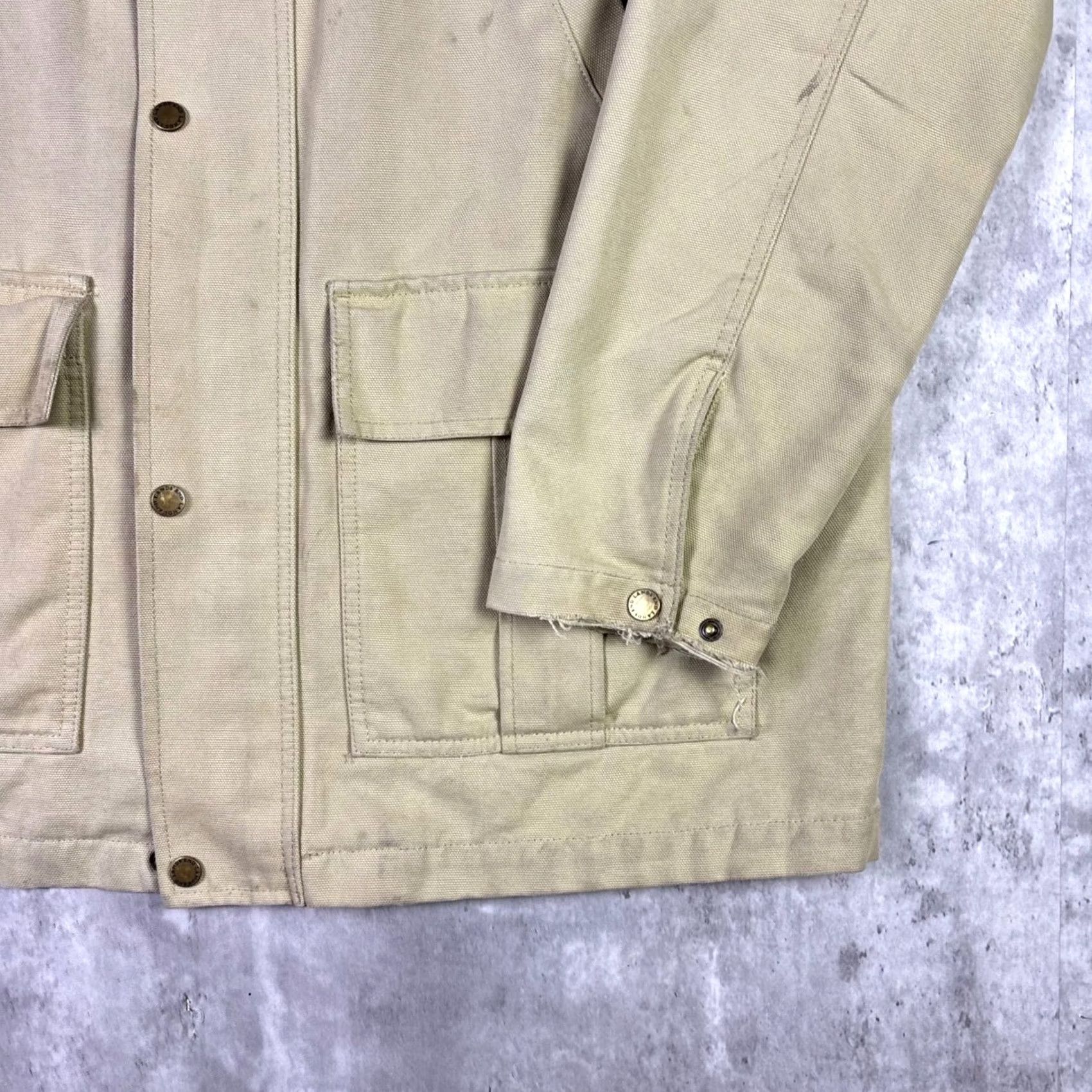 Lands' End Lands' End Mens Large Barn Coat Tan Canvas Corduroy Collar Plaid Lined Field Jacket Military Style Casual Workwear 90s Preppy Mens jackets Size US L / EU 52-54 / 3 - 7 Thumbnail