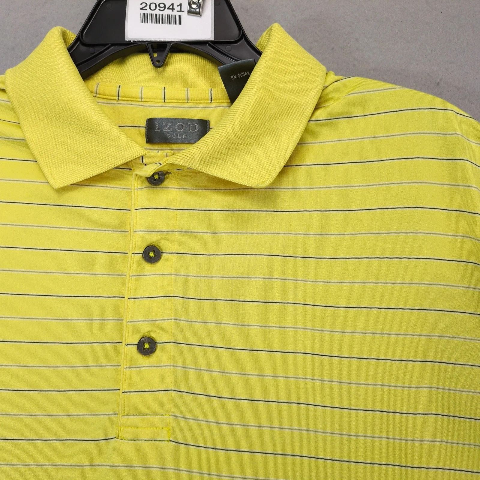 Izod Izod Golf Yellow Striped Polo Shirt Men's L Performance Size US L / EU 52-54 / 3 - 8 Thumbnail