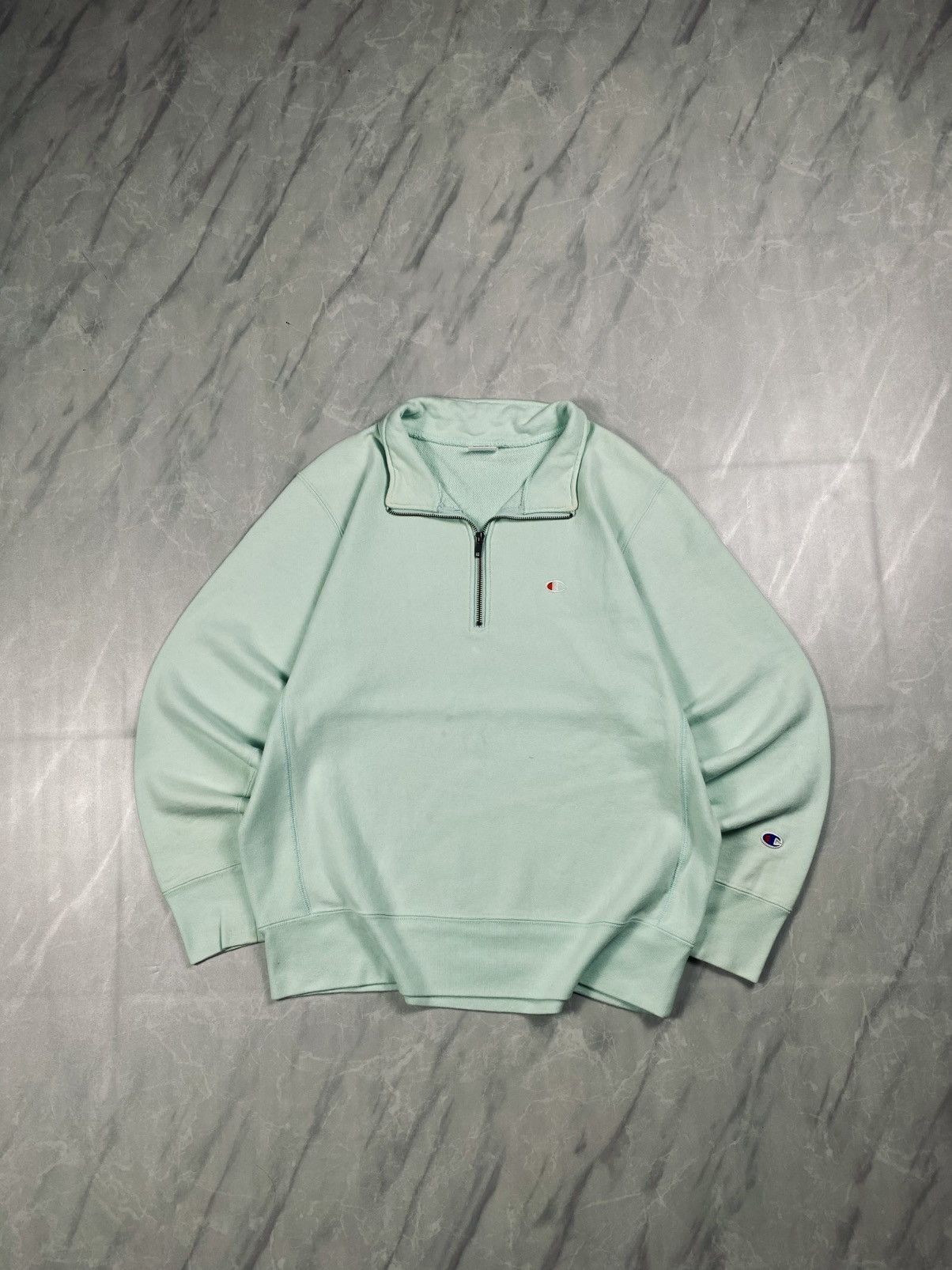 Champion Vintage y2k Reverse Weave Mint Green Quarter Zipper Size US L / EU 52-54 / 3 - 1 Thumbnail