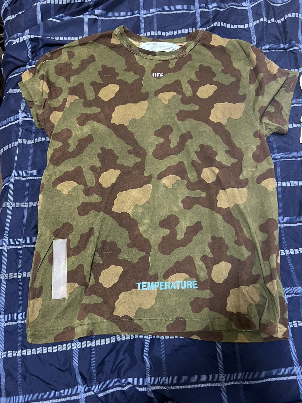 image of Camo Off White Tee “Temperature” Collection, Men's (Size Medium)