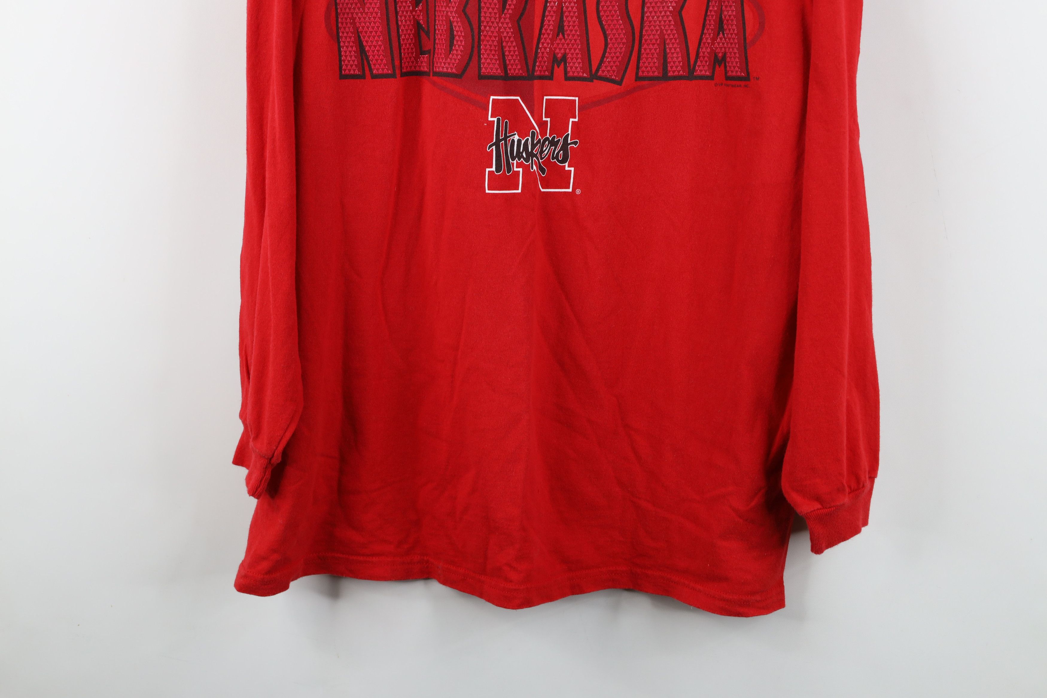 Vintage Vintage 90s of Nebraska Long Sleeve T-Shirt Red Cotton USA Size US L / EU 52-54 / 3 - 3 Thumbnail
