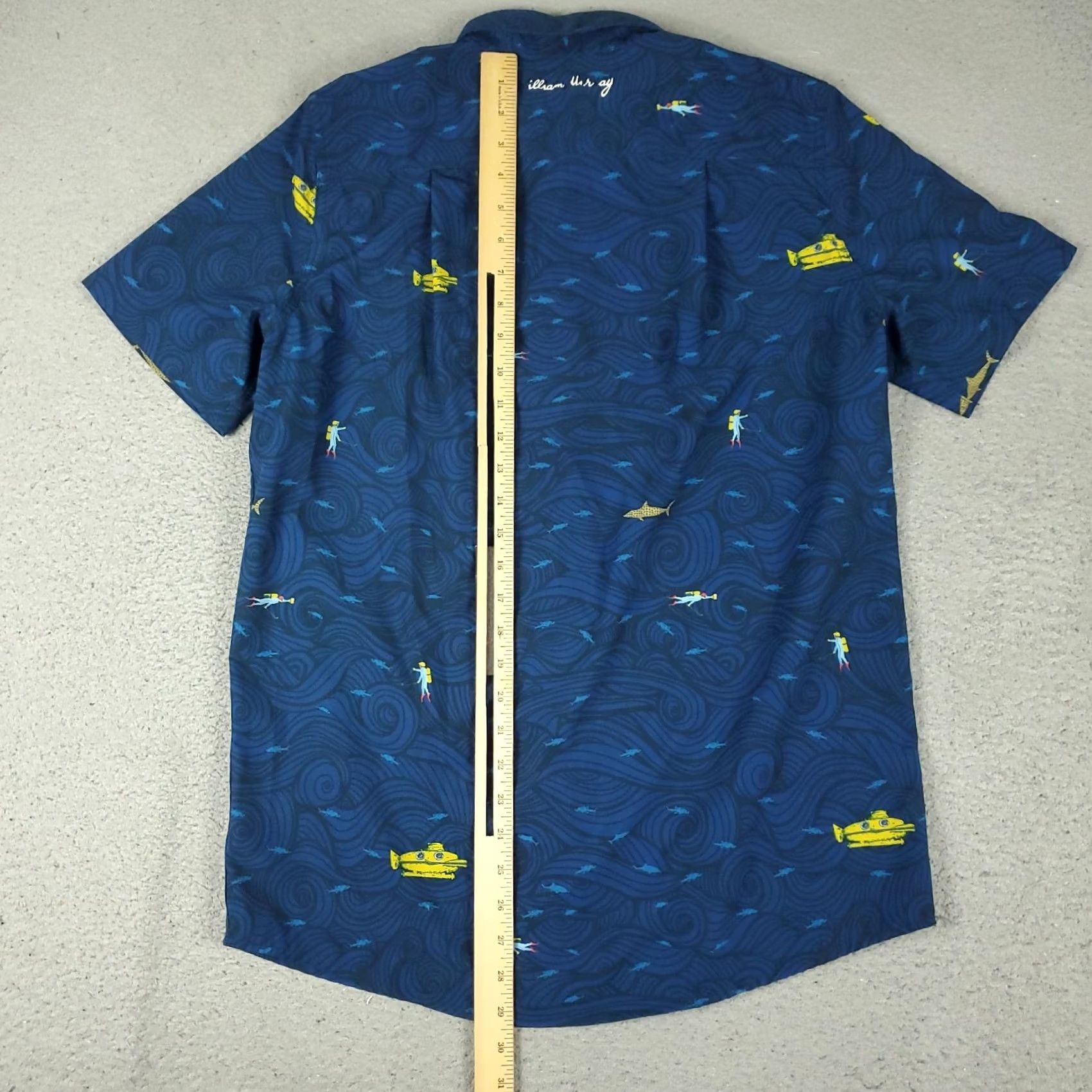 Vintage William Murray Shirt Mens Small Blue Shark Print Golf Button-Up Stretch Size US S / EU 44-46 / 1 - 4 Thumbnail