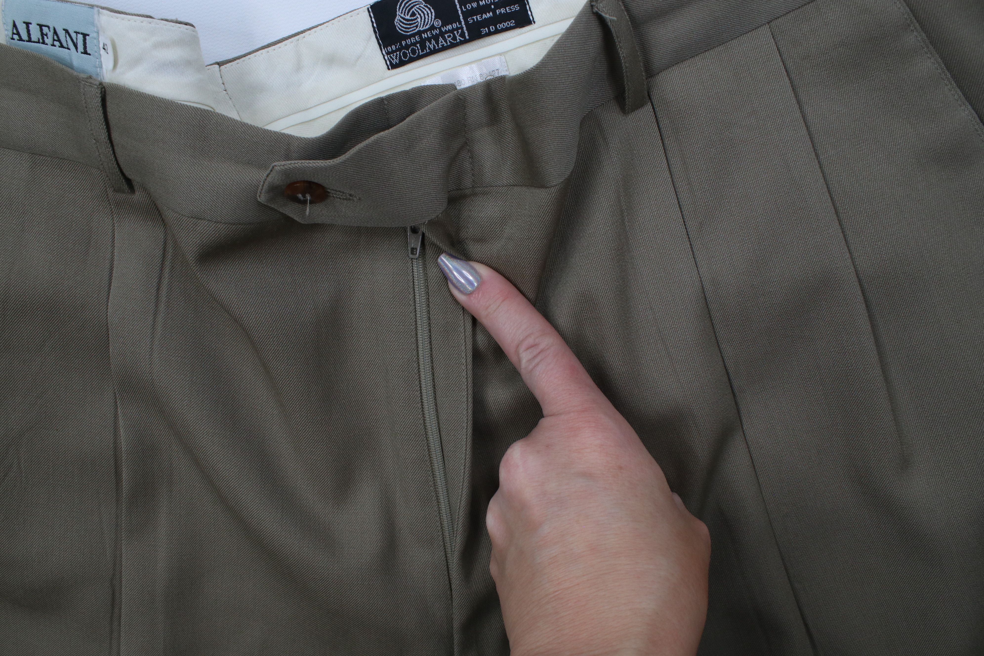 Vintage Vintage 90s Streetwear Wool Knit Wide Leg Chino Pants Beige Size US 42 / EU 58 - 9 Thumbnail