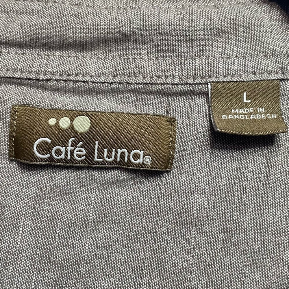Other Cafe Luna Mocha Linen Blend Button Front Shirt Large Size US L / EU 52-54 / 3 - 3 Thumbnail