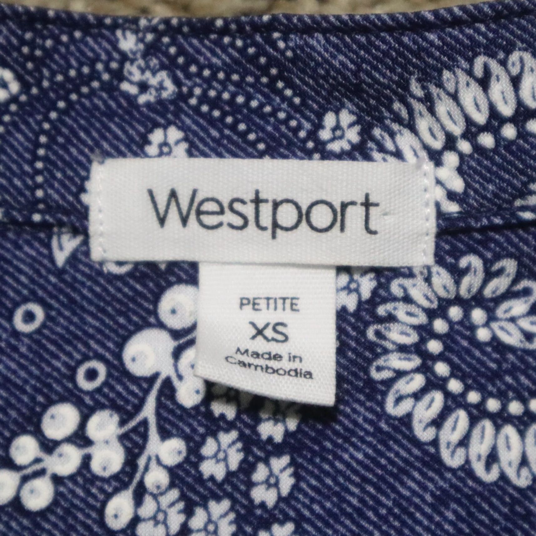 Vintage Westport Shirt Womens XS Blue Paisley V-Neck Button-Up Sleeveless T-Shirt Adult Regular Size XS / US 0-2 / IT 36-38 - 3 Thumbnail