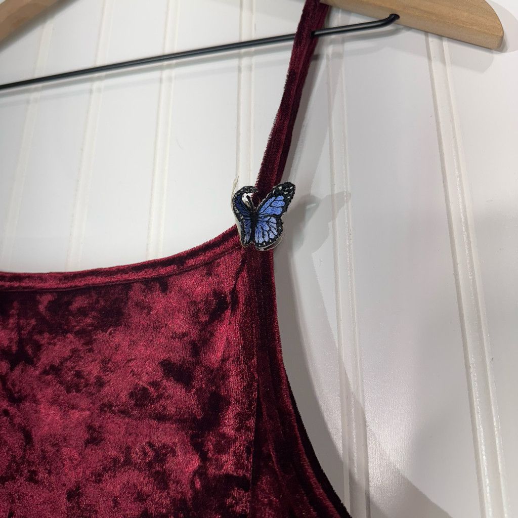 Other VTG Joule Burgundy Crushed Velvet Slip Dress Size L / US 10 / IT 46 - 6 Thumbnail