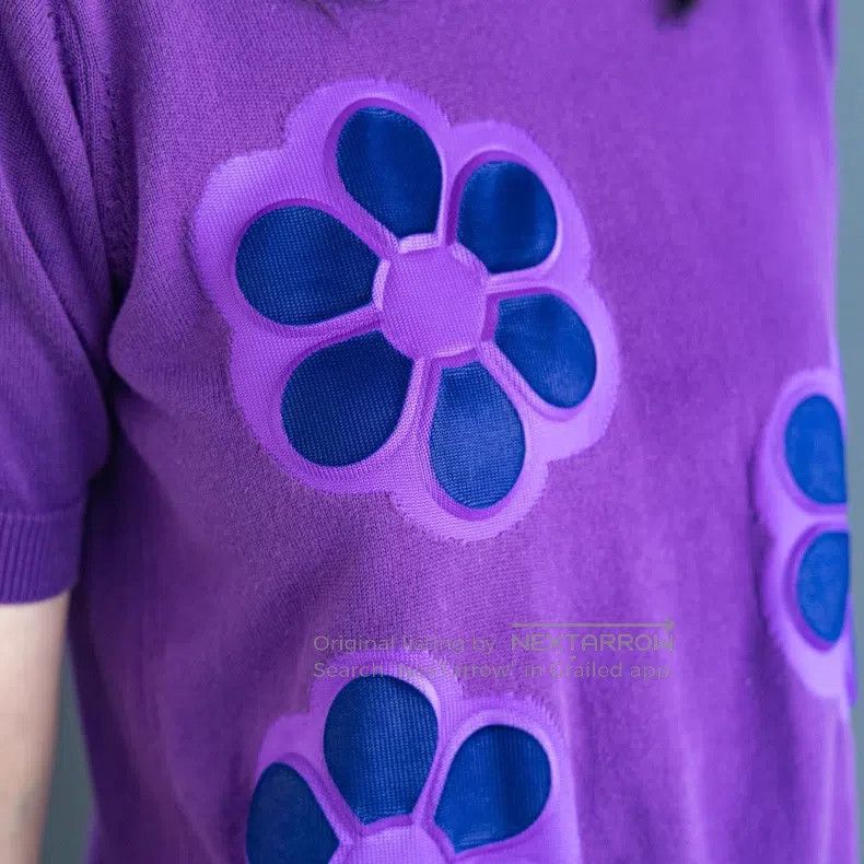 Comme des Garcons Comme Des Garcons Purple floral round neck knitted sweater Size S / US 4 / IT 40 - 6 Thumbnail