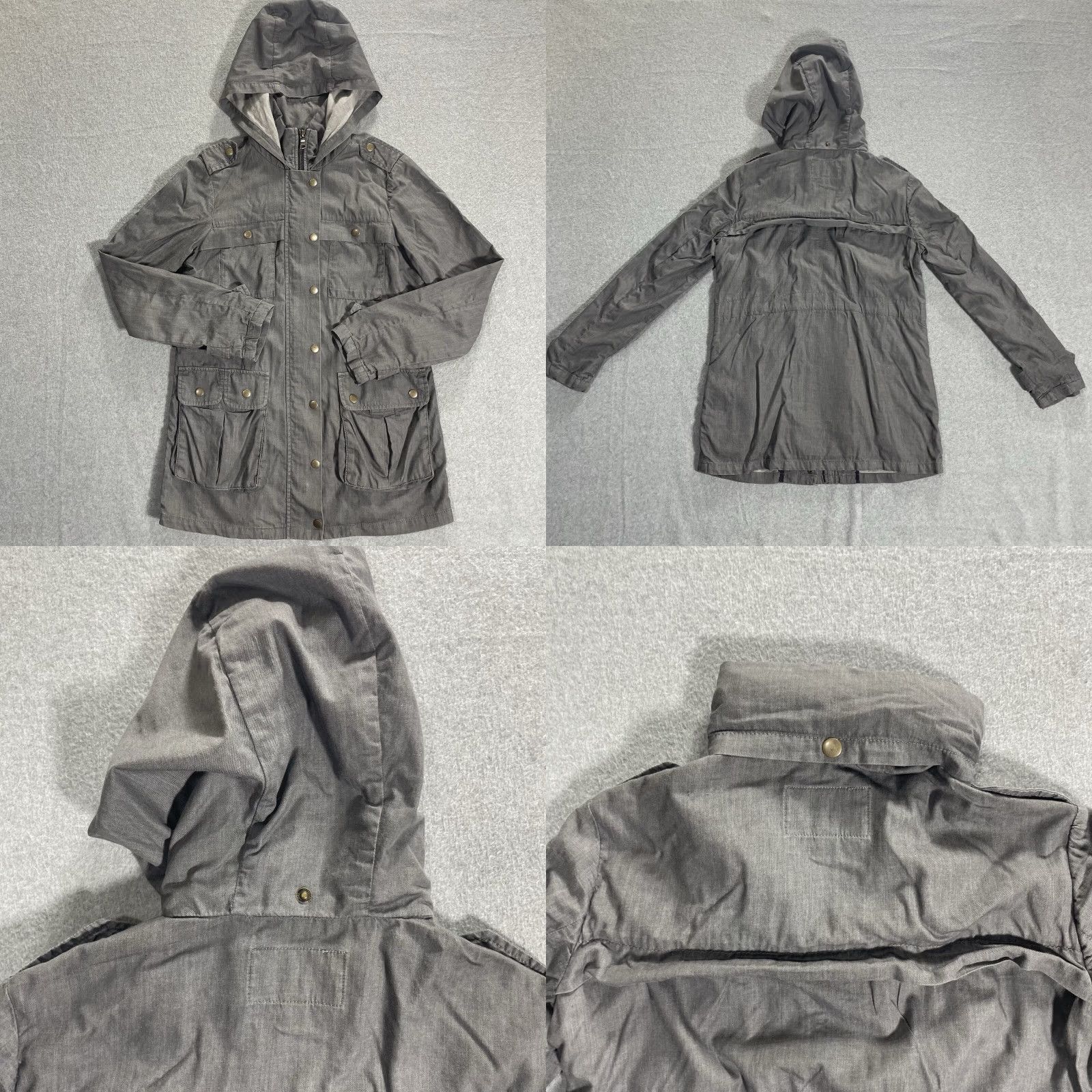 Banana Republic Banana Republic Jacket Chambray Hooded Coat XS Womens Full Zip Pockets Gray Military Style 90s Size XS / US 0-2 / IT 36-38 - 8 Thumbnail