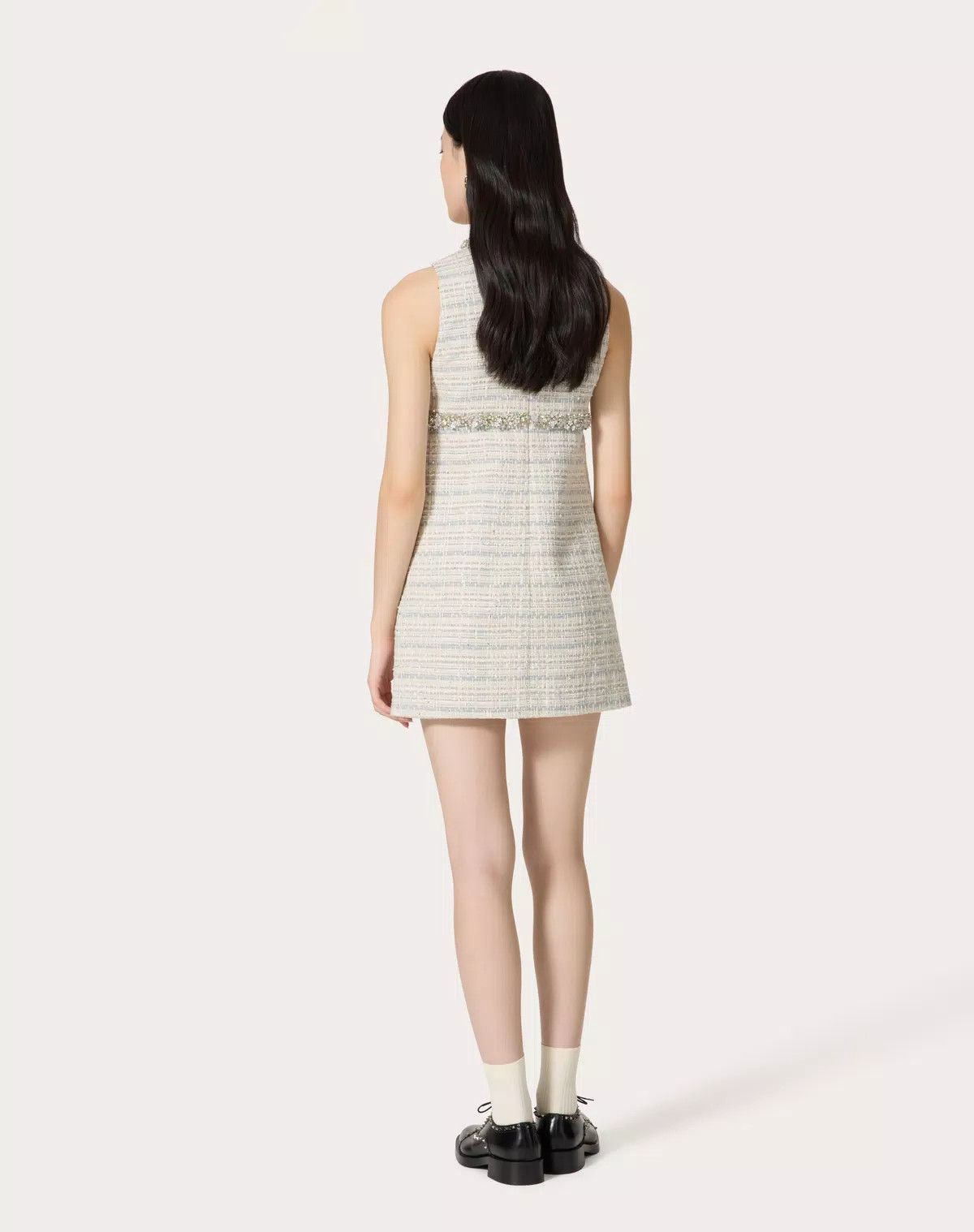 Valentino o1s1wg110426 Embroidered Delicate Tweed Short Dress Size XS / US 0-2 / IT 36-38 - 4 Thumbnail