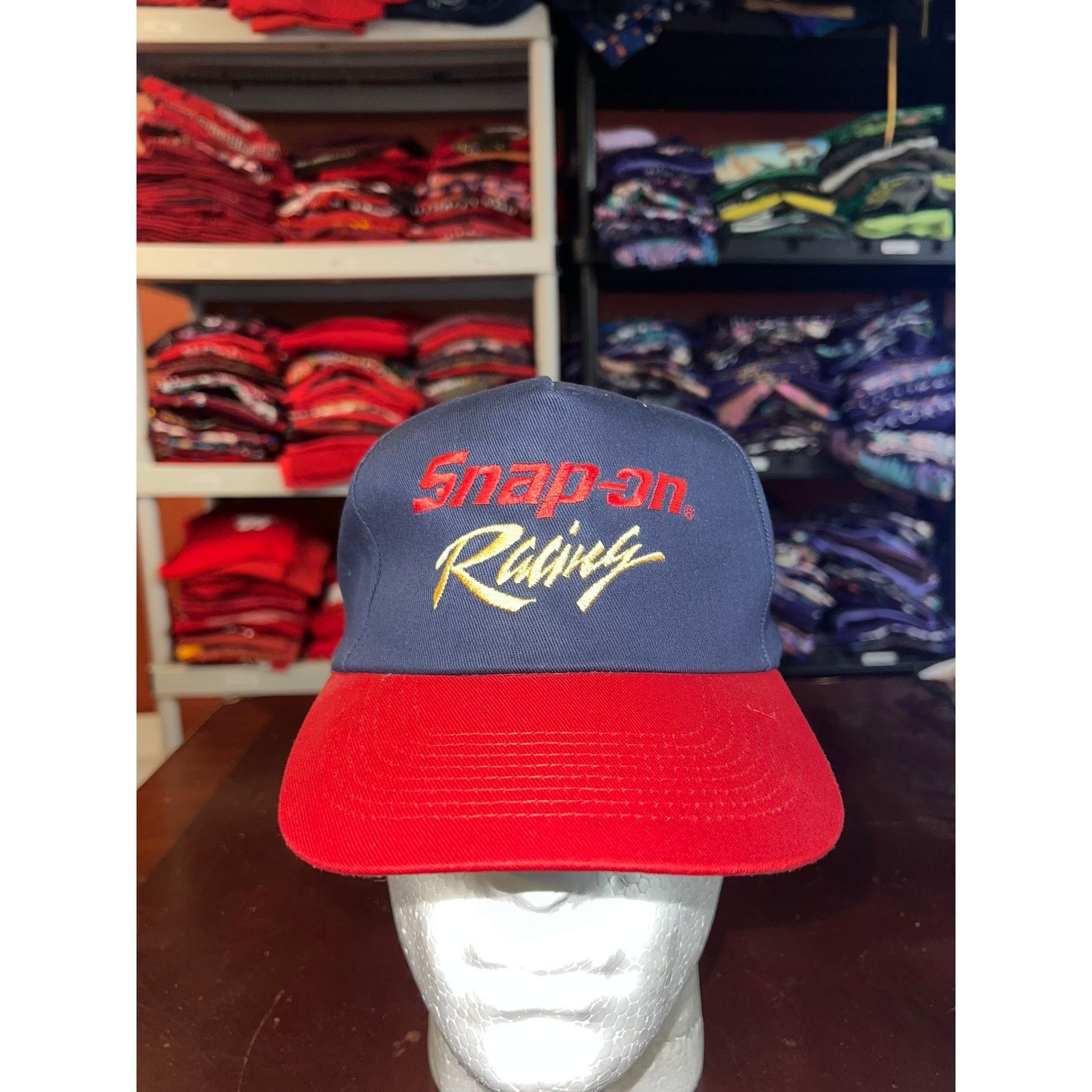 Vintage Vintage Snap On Hat Racing Blue Race Snapback Cap Headwear Size ONE SIZE - 1 Thumbnail