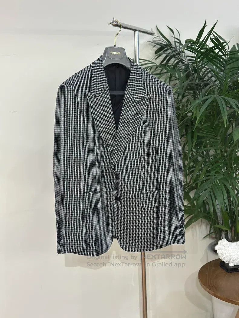 Tom Ford Tom Ford Black and Grey Houndstooth Mixed Fabric Single-Br Size 52L - 1 Thumbnail