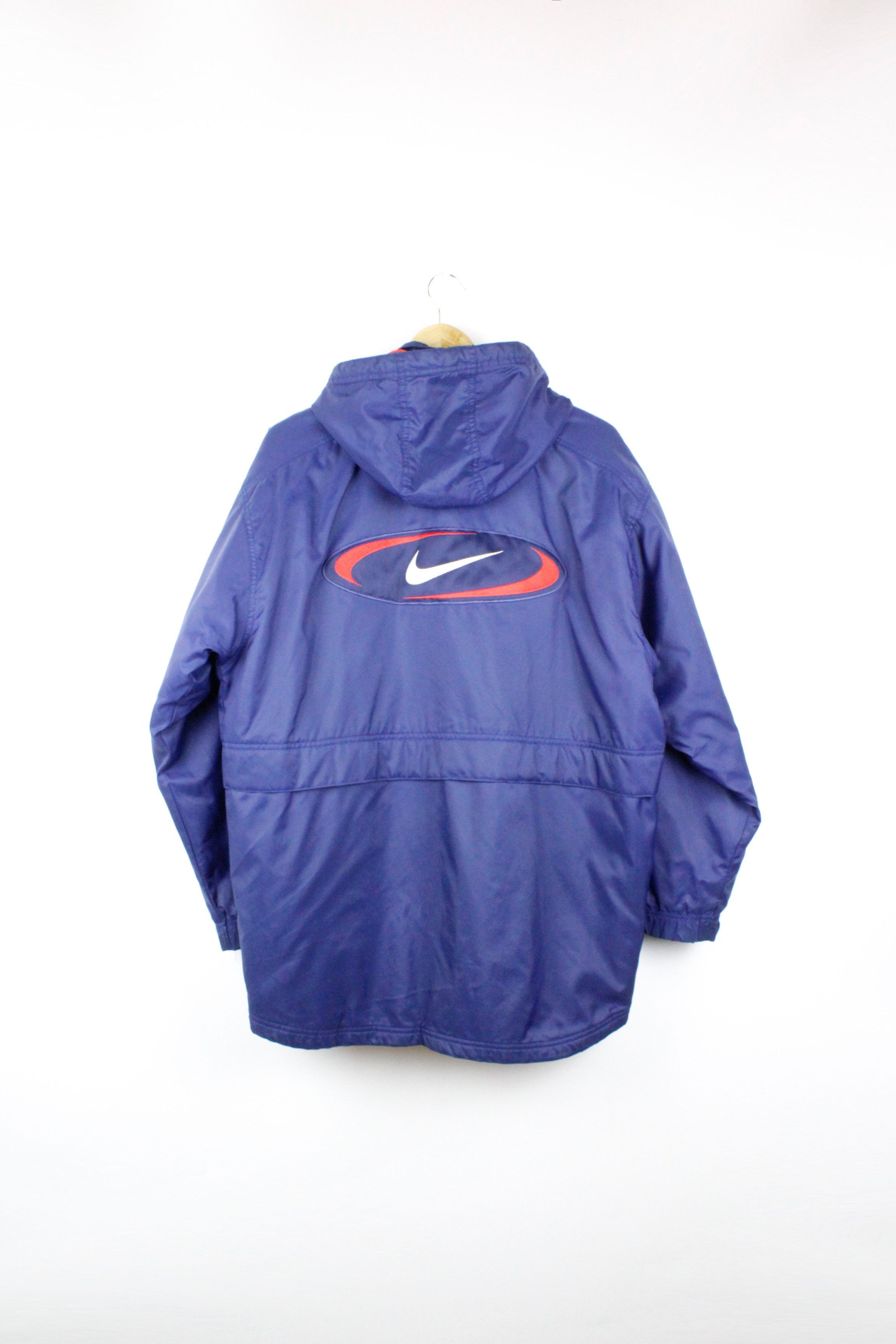 Nike × Vintage Vintage 90's Nike Big Swoosh Logo Nylon Parka Jacket Size US S / EU 44-46 / 1 - 1 Thumbnail