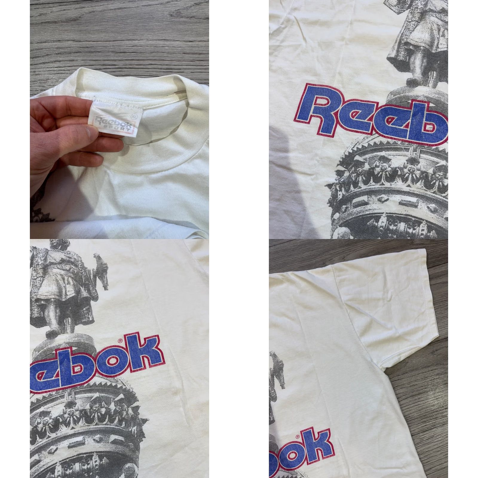 Reebok VINTAGE Reebok White Cotton Tee T-Shirt XL Men Shirt 1992 Statue Of Liberty USA 1492 1992 Mens White Cotton Tee Size US XL / EU 56 / 4 - 10 Thumbnail