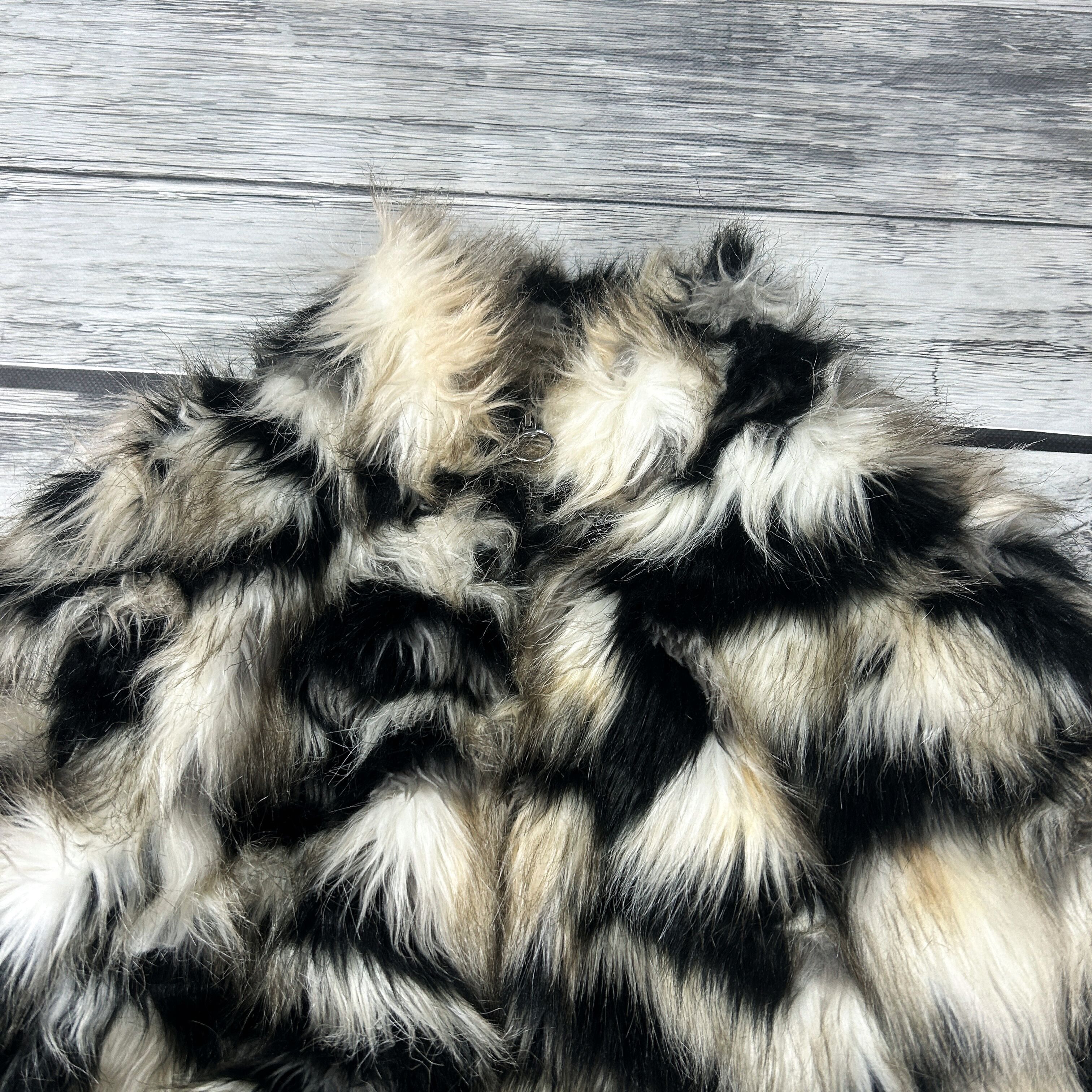 Japanese Brand Faux Fur Jacket Cropped Patchwork Grunge Coquette Y2K Core Size US S / EU 44-46 / 1 - 6 Thumbnail