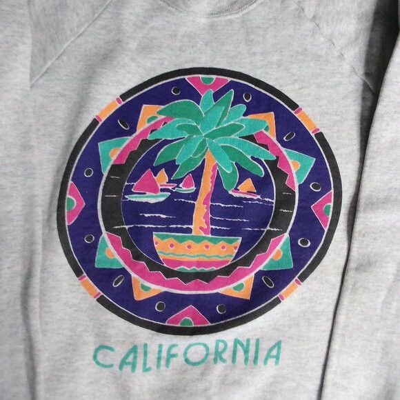 Fruit Of The Loom Vintage 90s California Palm Tree Neon Crewneck Sweatshirt Size US L / EU 52-54 / 3 - 1 Thumbnail