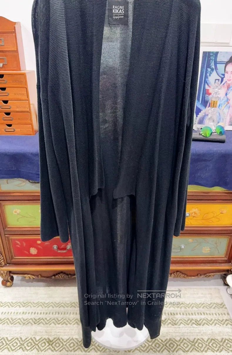 Yohji Yamamoto Yohji Yamamoto Black Cotton Natural Fabric Long Knit Cardi Size US M / EU 48-50 / 2 - 3 Thumbnail