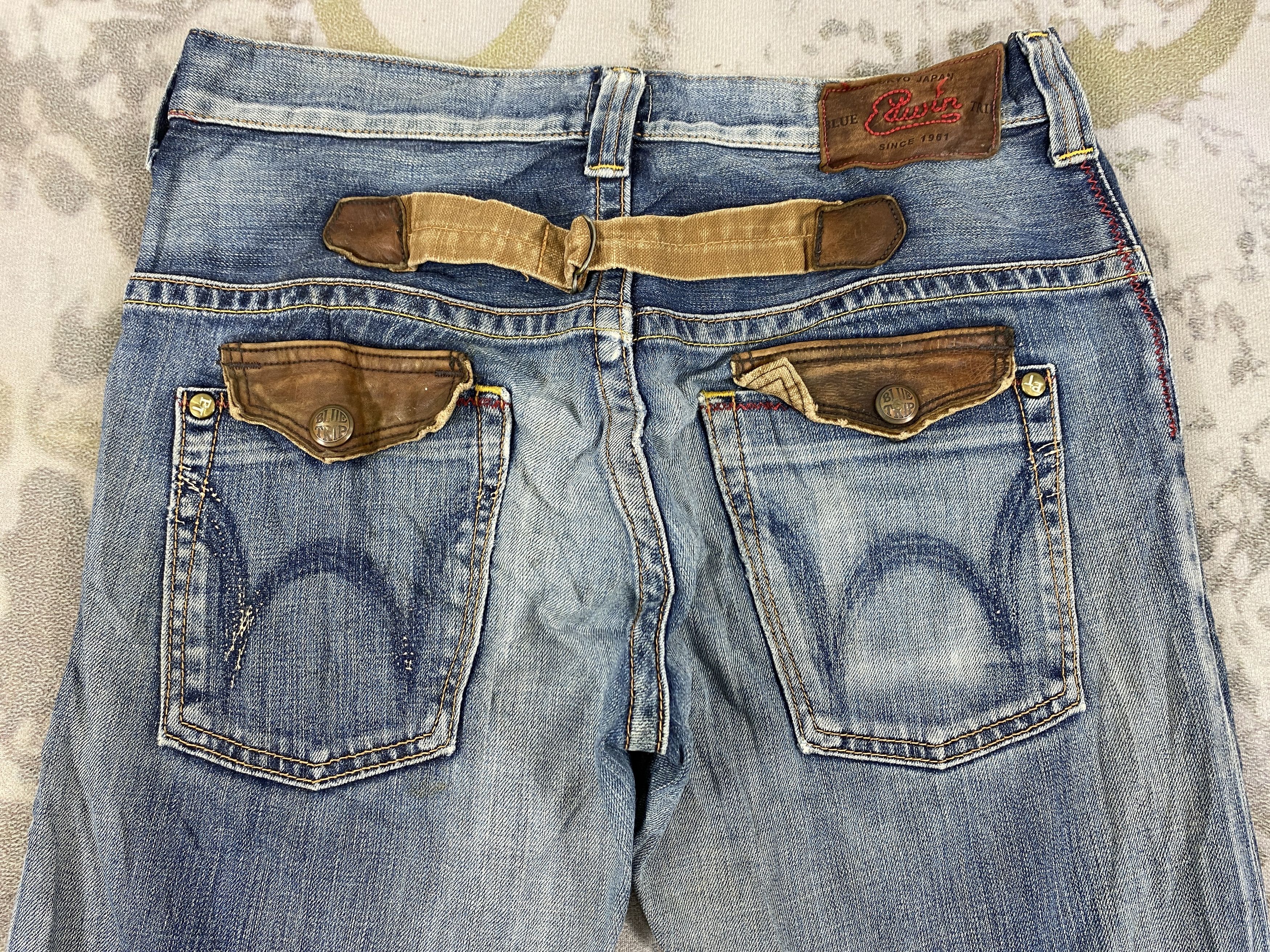 Kapital Edwin Jeans Japan 503 Blue Trip Distressed Mud Washed-JN3800 Size US 35 - 4 Thumbnail